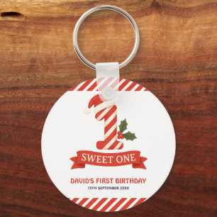 Sweet One Christmas First Birthday Key Ring