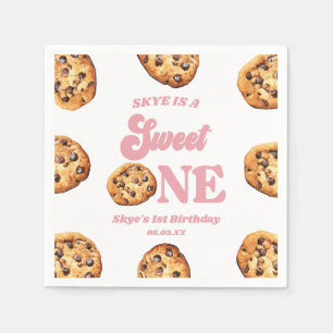 Sweet One Cookies and Milk 1st Birthday Party Napkin