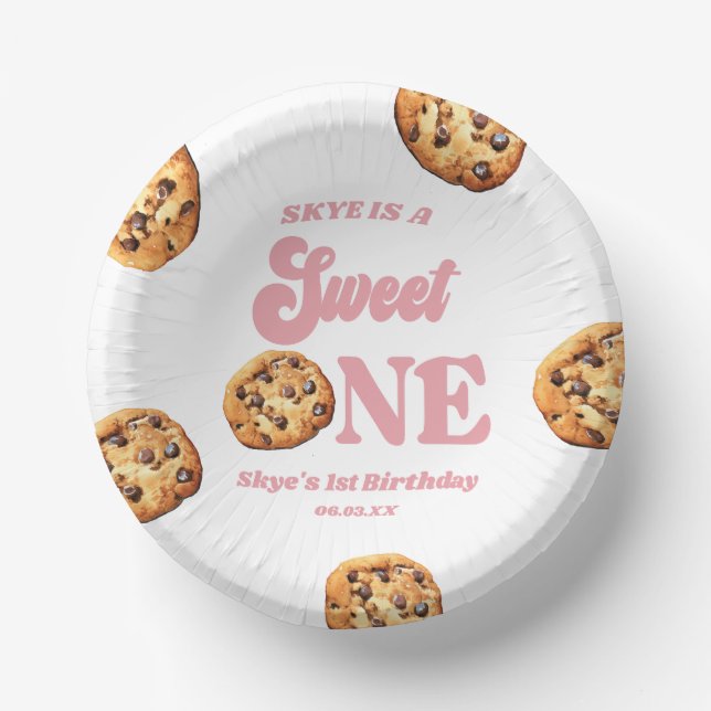 Sweet One Cookies and Milk 1st Birthday Party Paper Plate (Front)