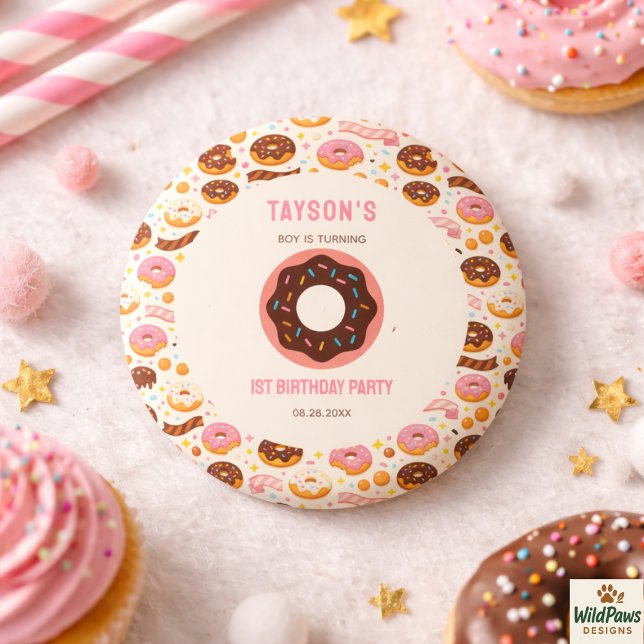 Sweet One Donut 1st Birthday Party | Cute Donut  3 Cm Round Badge (Sweet One Donut 1st Birthday Party | Cute Donut Button
)