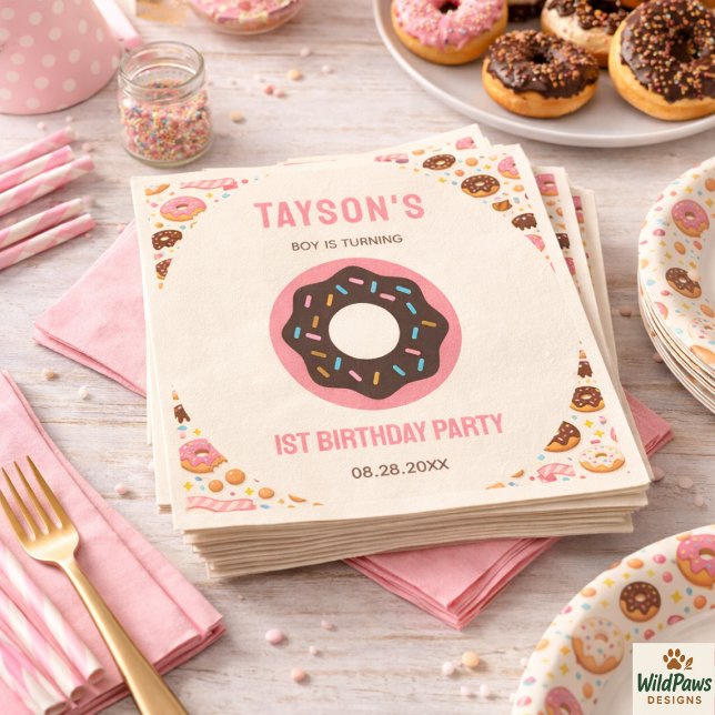 Sweet One Donut 1st Birthday Party | Cute Donut  Napkin (Sweet One Donut 1st Birthday Party | Cute Donut Napkins)