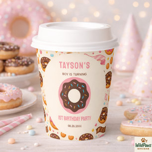Sweet One Donut 1st Birthday Party Cute Donut Paper Cups