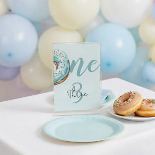 Sweet One Donut Birthday    Pastel Blue Table Number