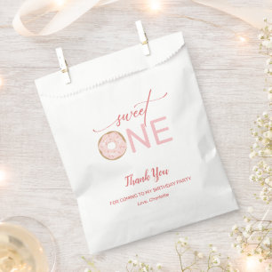 Sweet One Donut Girl's 1st Birthday Thank You Favour Bags