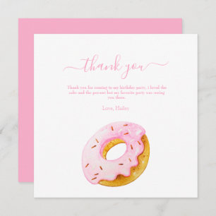 Sweet One Donuts Birthday Invitation, Pink Donuts Thank You Card