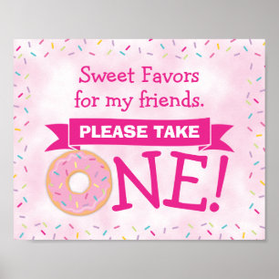Sweet ONE Doughnut 1st Birthday Girl Party Favour Poster