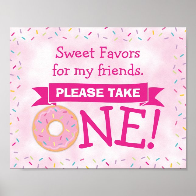 Sweet ONE Doughnut 1st Birthday Girl Party Favour  Poster (Front)
