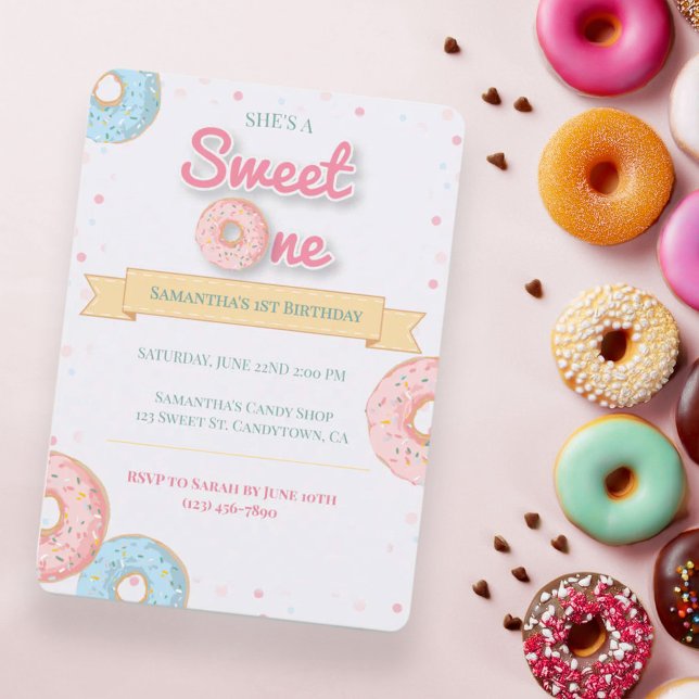Sweet One Doughnut 1st Birthday  Invitation (Creator Uploaded)