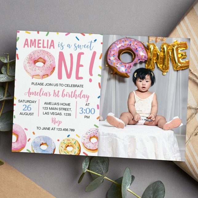 Sweet One Doughnut 1st Birthday Invitation (Creator Uploaded)