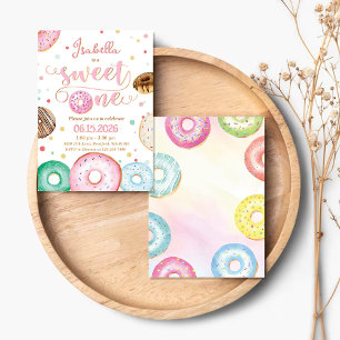 Sweet One Doughnut 1st Birthday Party Invitation