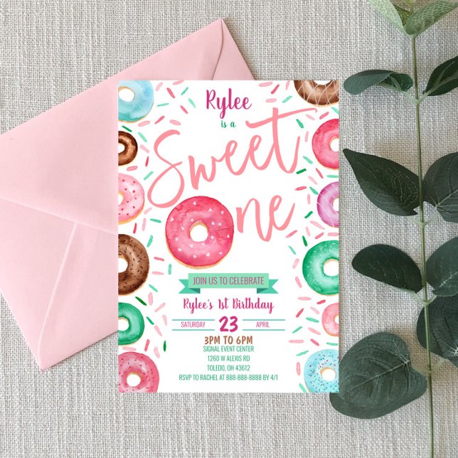 Sweet One Doughnut 1st Birthday Party Invitation (Creator Uploaded)