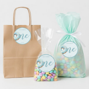 Sweet One Doughnut 1st Birthday Pastel Blue Classic Round Sticker
