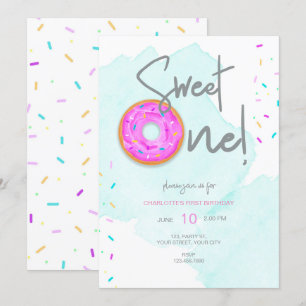 Sweet ONE doughnut birthday Invitation