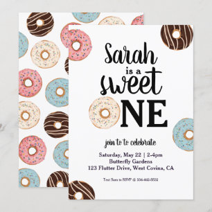 Sweet One Doughnut Birthday Invitation