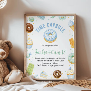 Sweet One Doughnut Birthday Party Time Capsule Sig Poster