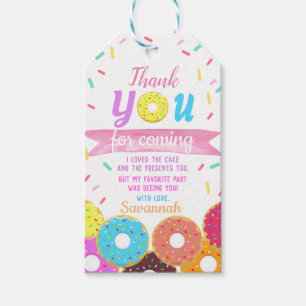 Sweet One Doughnut Birthday Thank You Card Gift Ta Tags