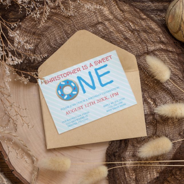 Sweet One Doughnut Boy 1st Birthday Invitation (Creator Uploaded)
