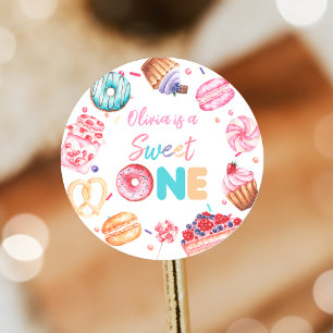 Sweet One Doughnut Candy Birthday Sticker