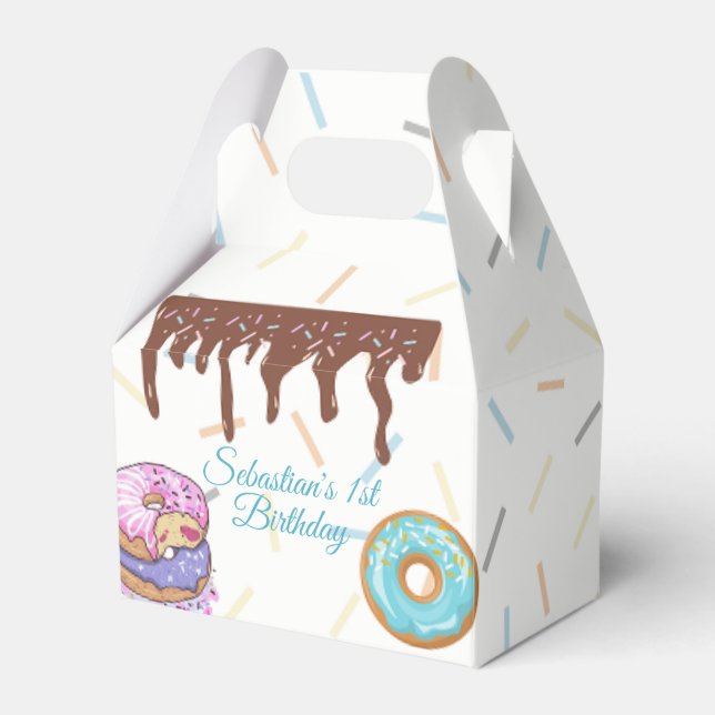 Sweet One Doughnut First Birthday Favour Box (Front Side)