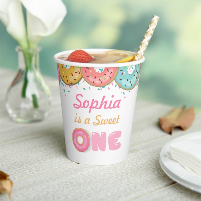 Sweet One Doughnut First Birthday Party Paper Cups (Insitu)