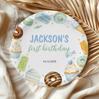 Sweet One Doughnut Pastel Birthday Paper Plates