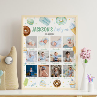 Sweet One Doughnut Pastel First Year Photo Milesto Poster