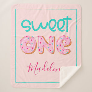 Sweet One Doughnut Sprinkles Design Personalised B Sherpa Blanket
