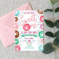 Sweet One Doughnut Themed Baby Shower Invitation