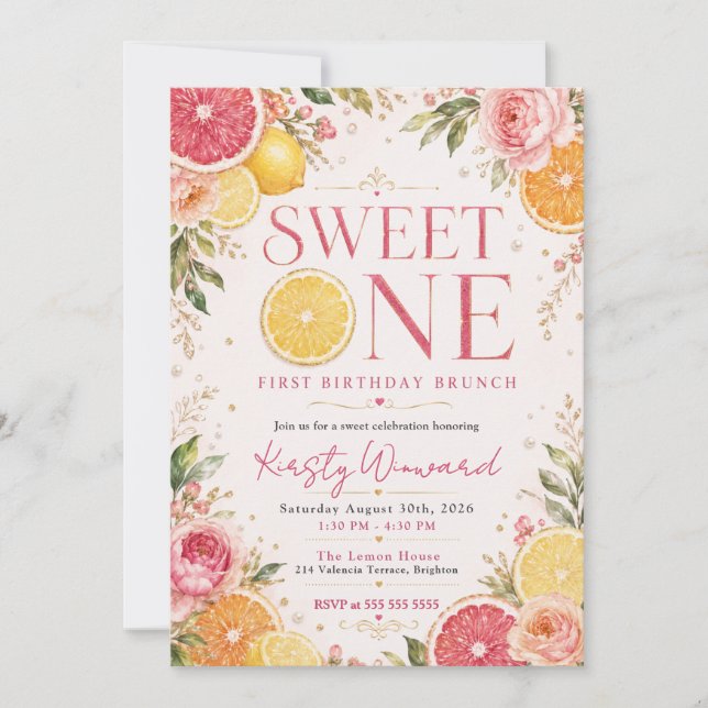 Sweet One First Birthday Brunch Invitation (Front)
