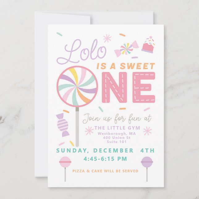 Sweet One First Birthday customizable Invitation (Front)