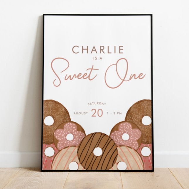 Sweet One First Birthday Donut Girl's Party Poster (Creator Uploaded)