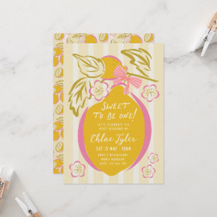 Sweet One First Birthday Invite Girl Lemon 1st