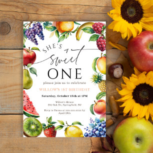 Sweet One First fruit Strawberry Citrus Birthday Invitation