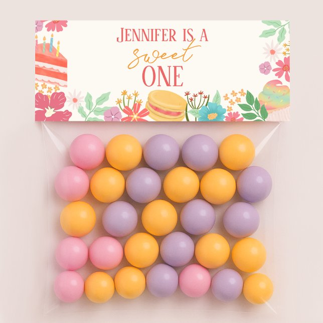 Sweet One Floral Dessert Goodie Treat Bag Topper Card (Creator Uploaded)