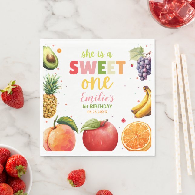 Sweet One Fruit 1st Birthday Bash, Summer Party Napkin (Insitu)