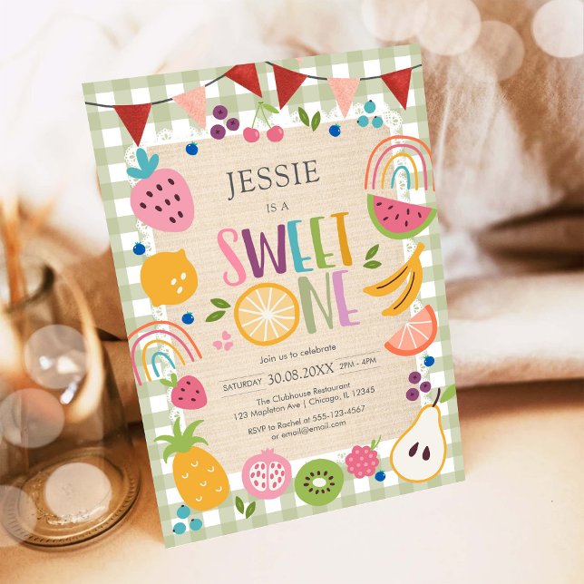 Sweet One Fruit 1st Birthday Invitation (Creator Uploaded)