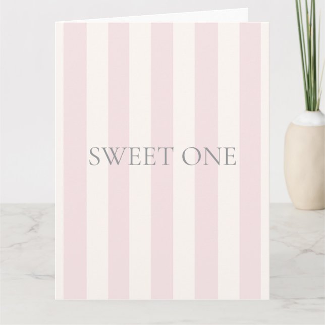 Sweet One, gift bag, pink, stripes Card (Front)