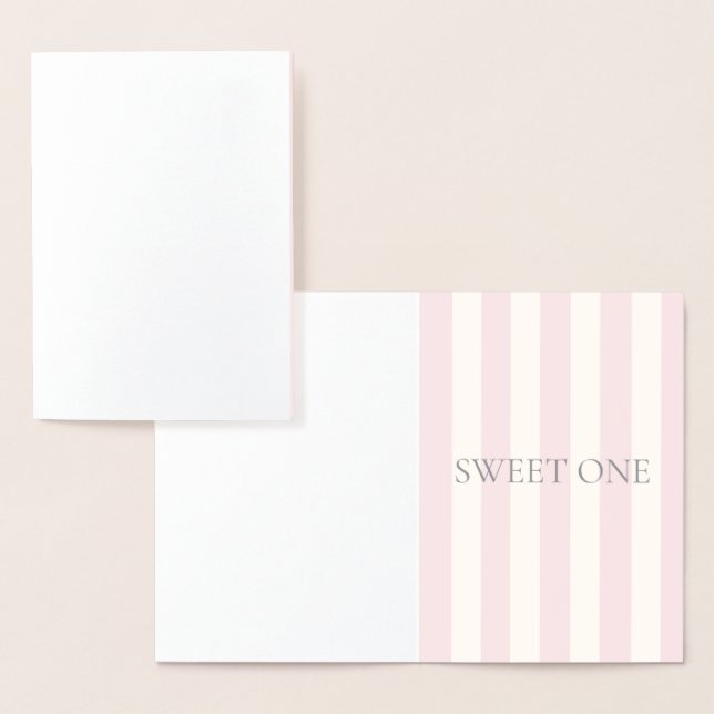 Sweet One, gift bag, pink, stripes Foil Card (Display)