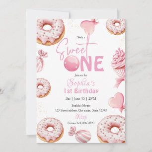 Sweet One Girl 1st Birthday Invitation