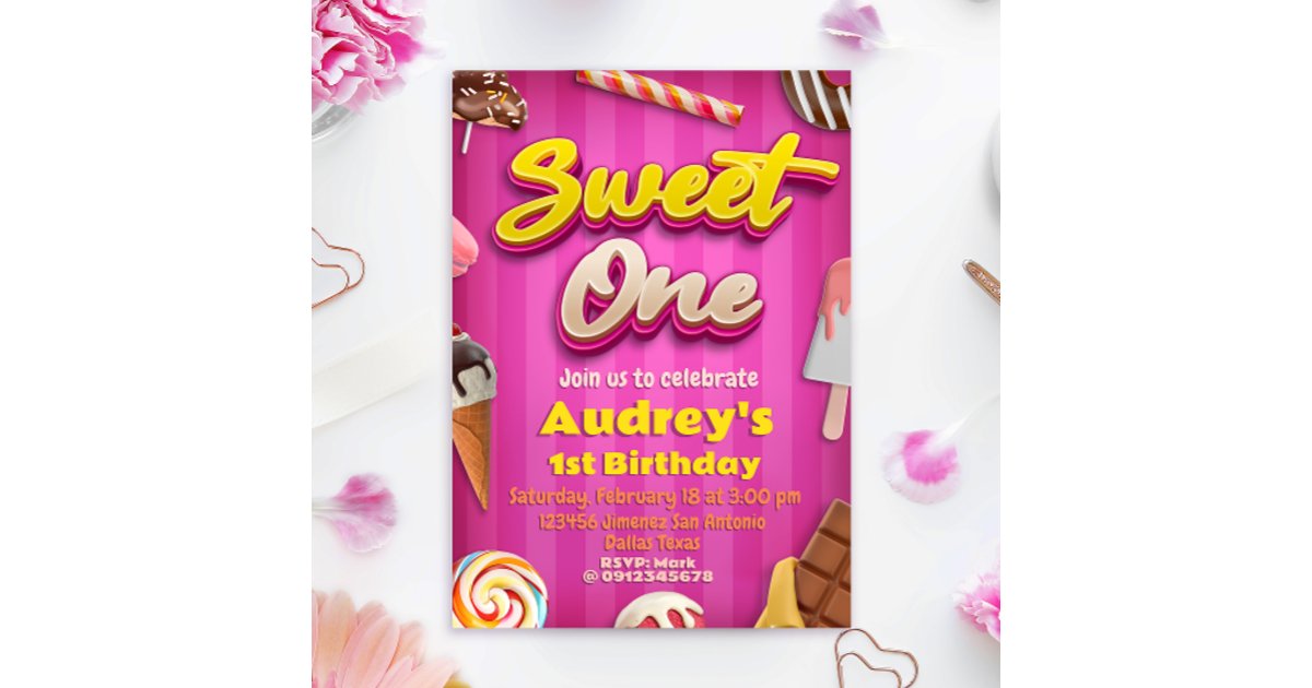 Sweet One - Girl 1st Birthday Invitation | Zazzle