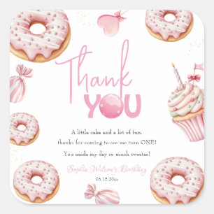 Sweet One Girl 1st Birthday Square Sticker