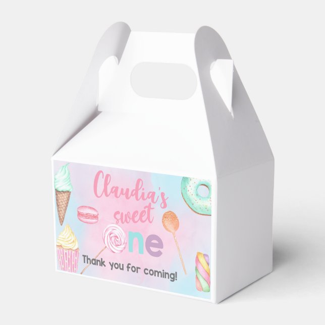 Sweet One girl birthday favour box, treats box. Favour Box (Front Side)