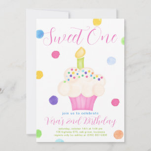 Sweet One Girl First Birthday Invitation