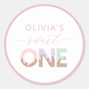 Sweet One Ice Cream Birthday Favour Sticker