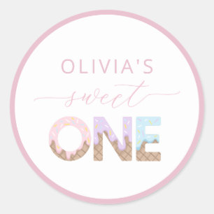 Sweet One Ice Cream Birthday Favour Sticker