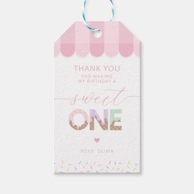 Sweet One Ice Cream Birthday Party Favour Tag (Front)
