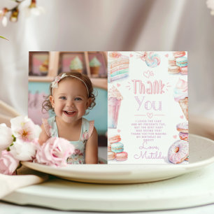 Sweet one ice cream birthday photo thank you card