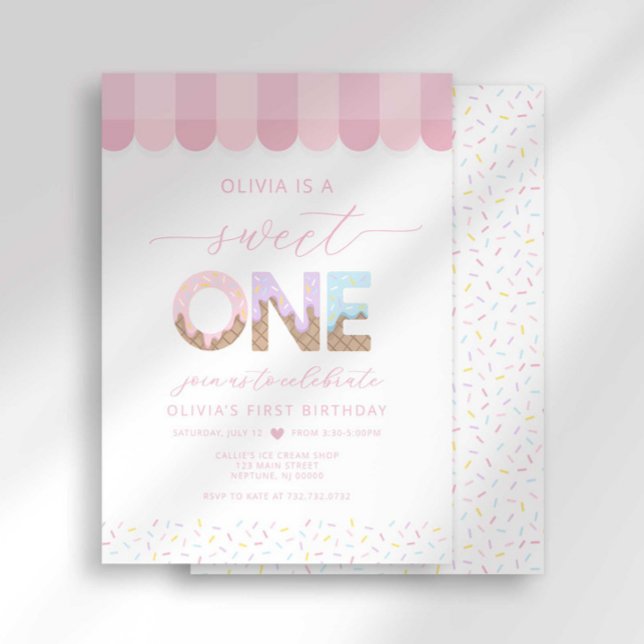 Sweet One Ice Cream First Birthday Invitation (Creator Uploaded)