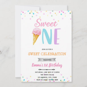 Sweet ONE ice cream invitation