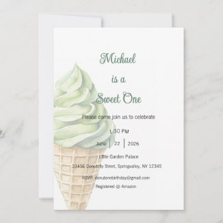 Sweet One Invitation, Ice Cream One Party Invitation